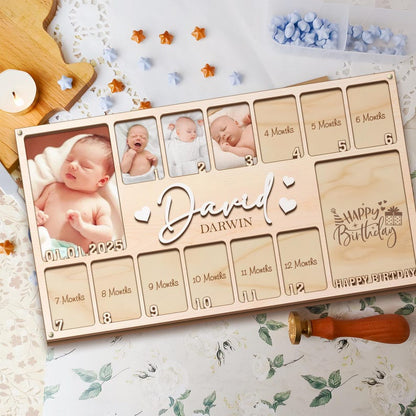 Baby First Year Picture Frame, Personalized Baby Photo Frame