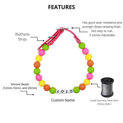Custom beaded dog collar cute silicone bead accessories