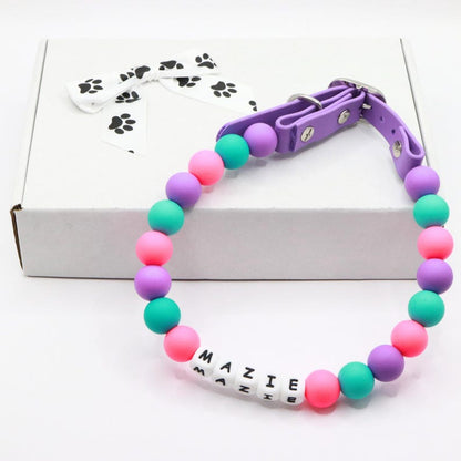 Custom beaded dog collar cute silicone bead accessories