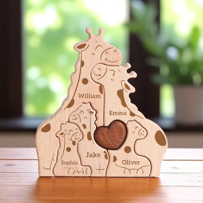 Personalized Giraffe Family Puzzle, Mothers Day Gift, Family Christmas Gift