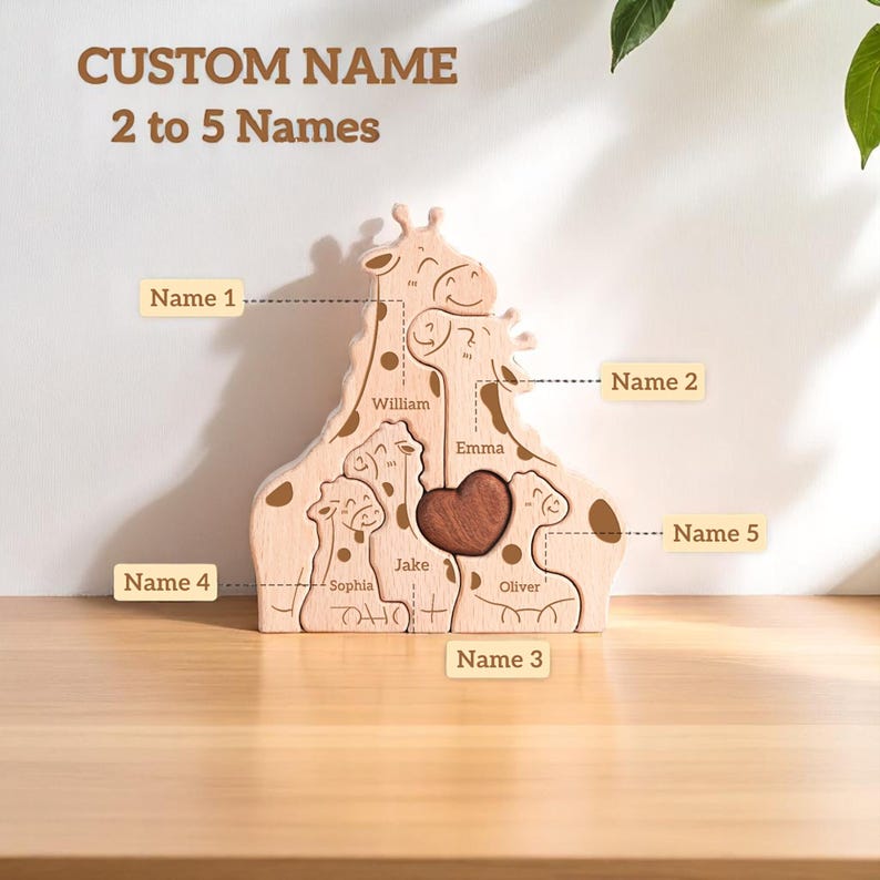 Personalized Giraffe Family Puzzle, Mothers Day Gift, Family Christmas Gift