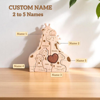 Personalized Giraffe Family Puzzle, Mothers Day Gift, Family Christmas Gift