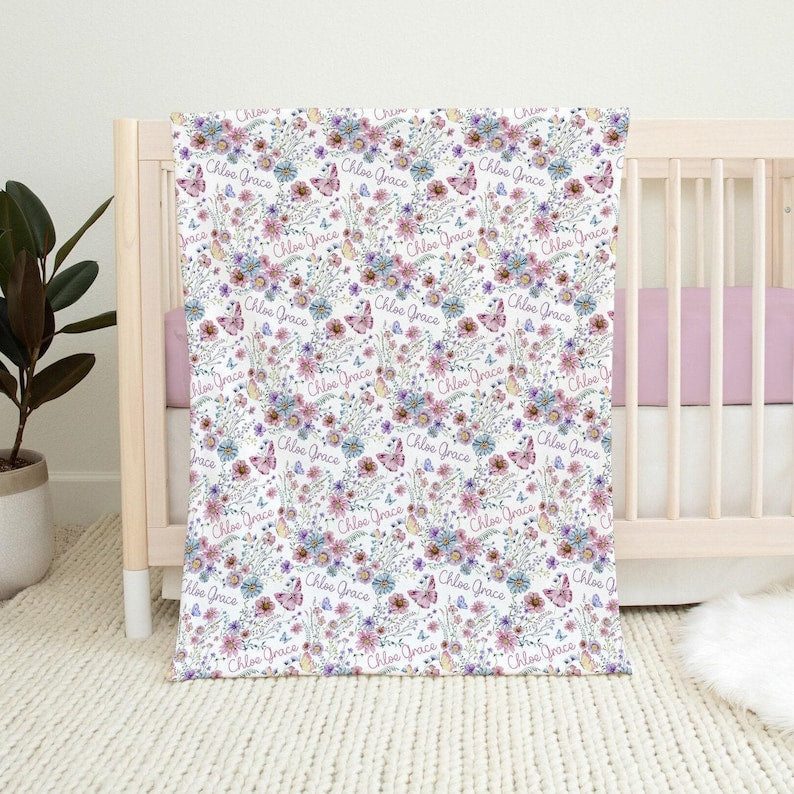 Personalized Girl Name Blanket, Custom Toddler Girl Gift