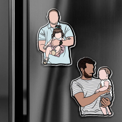 Personalized Dad Photo Magnet, Custom Portrait From Photo Magnet,