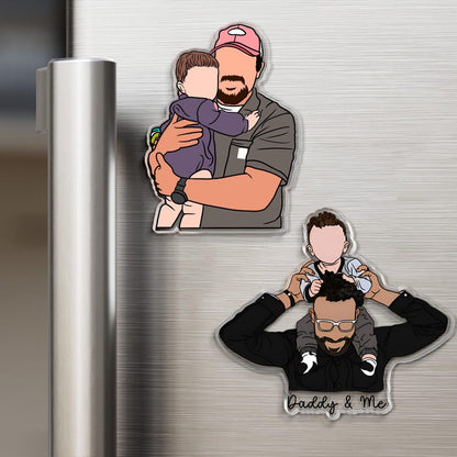 Personalized Dad Photo Magnet, Custom Portrait From Photo Magnet,