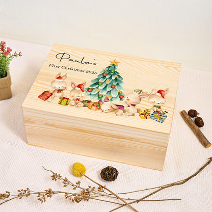 Cute Rabbits Design First Christmas Gift Box for Baby Boy/Girl