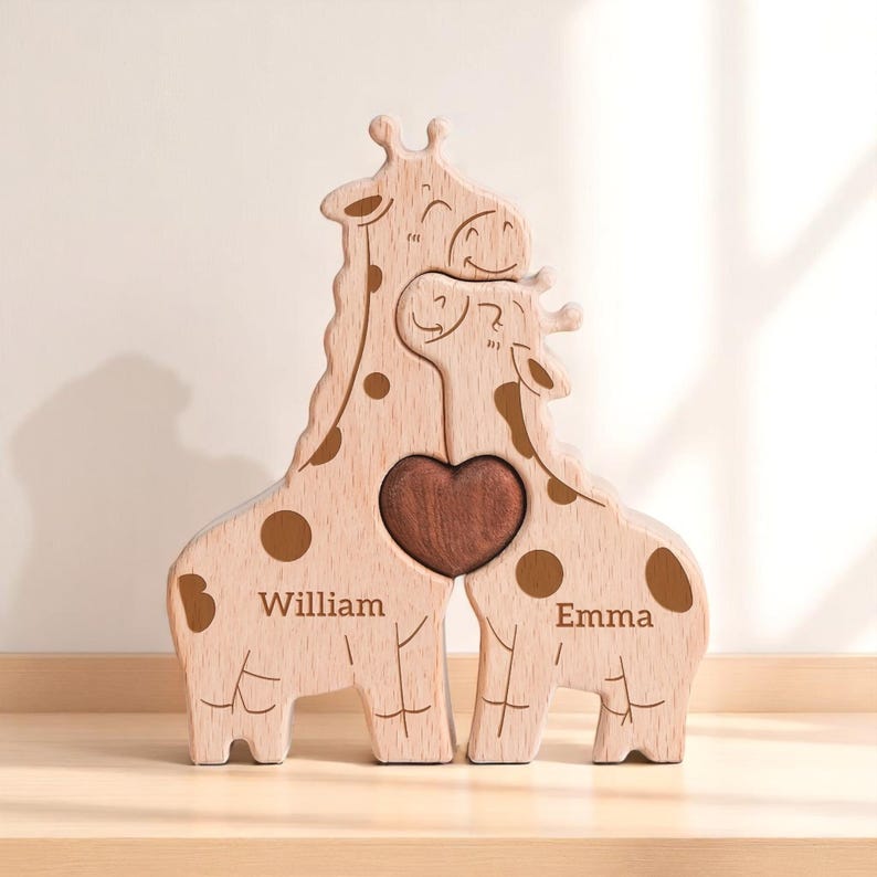 Personalized Giraffe Family Puzzle, Mothers Day Gift, Family Christmas Gift
