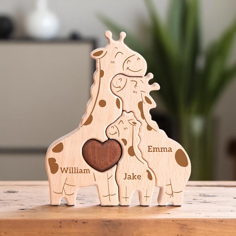 Personalized Giraffe Family Puzzle, Mothers Day Gift, Family Christmas Gift