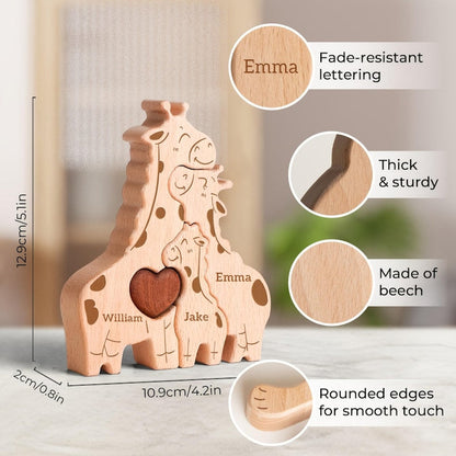 Personalized Giraffe Family Puzzle, Mothers Day Gift, Family Christmas Gift