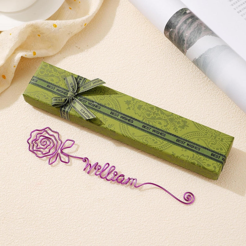 Wire Name Bookmark with Gift Box, Teacher Thank You Gifts, Book Lovers Gifts
