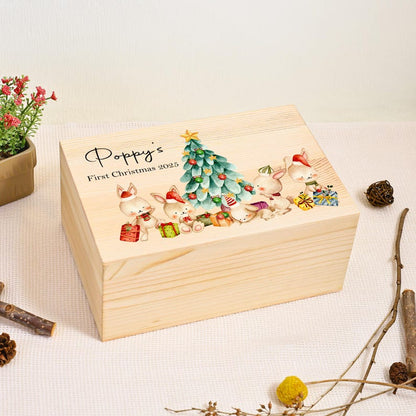 Cute Rabbits Design First Christmas Gift Box for Baby Boy/Girl