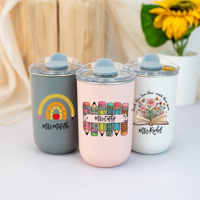 Personalised Teacher Tumbler with Name, Custom Wine Cup