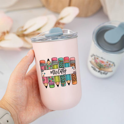 Personalised Teacher Tumbler with Name, Custom Wine Cup
