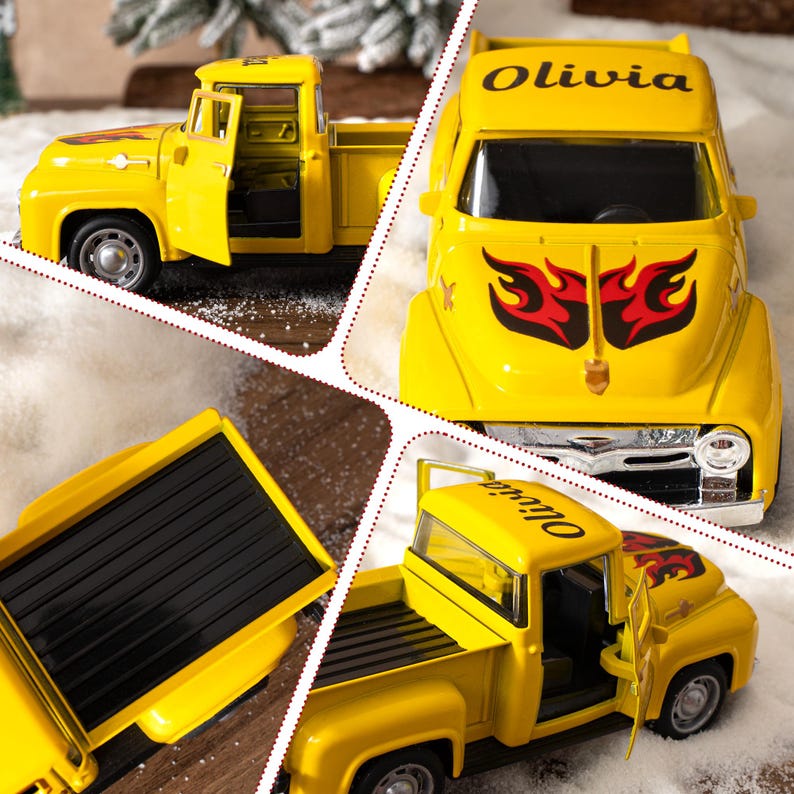 Personalized Toy Pickup Truck, Custom Name Gift for Kids, Boys Girls, 1st Birthday