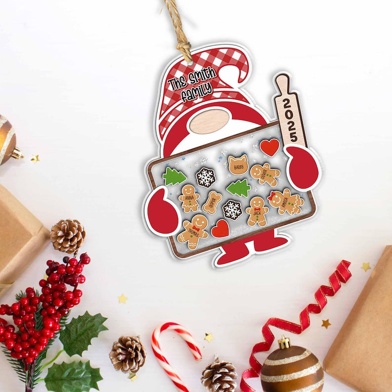 Personalized Gingerbread With Hat Family Christmas Ornament