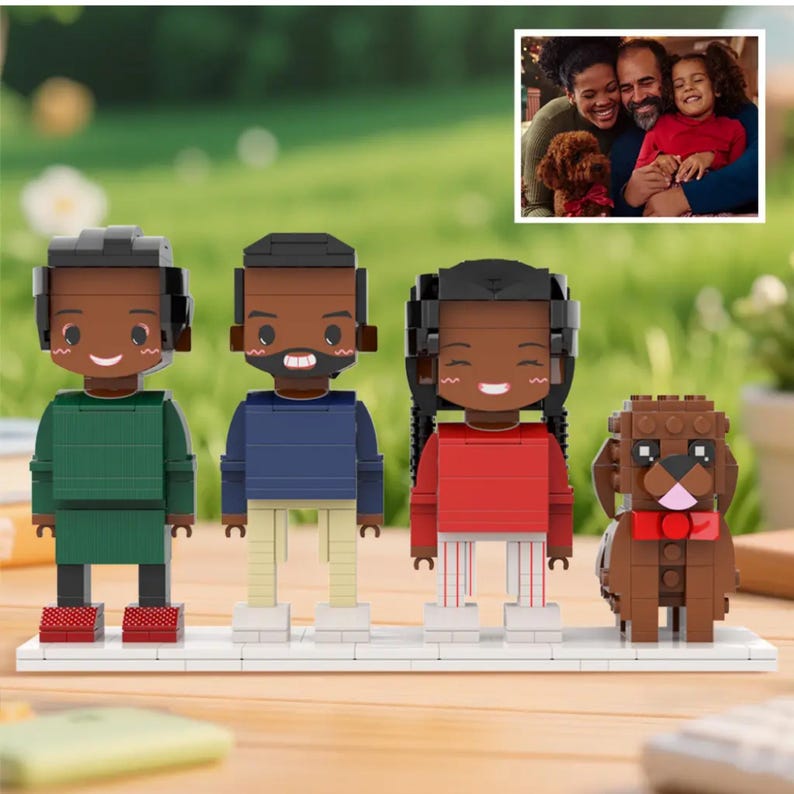 Custom Brick Mini Figures of You and Pets