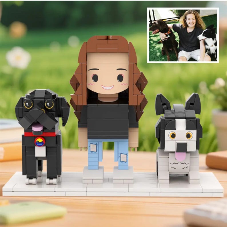 Custom Brick Mini Figures of You and Pets