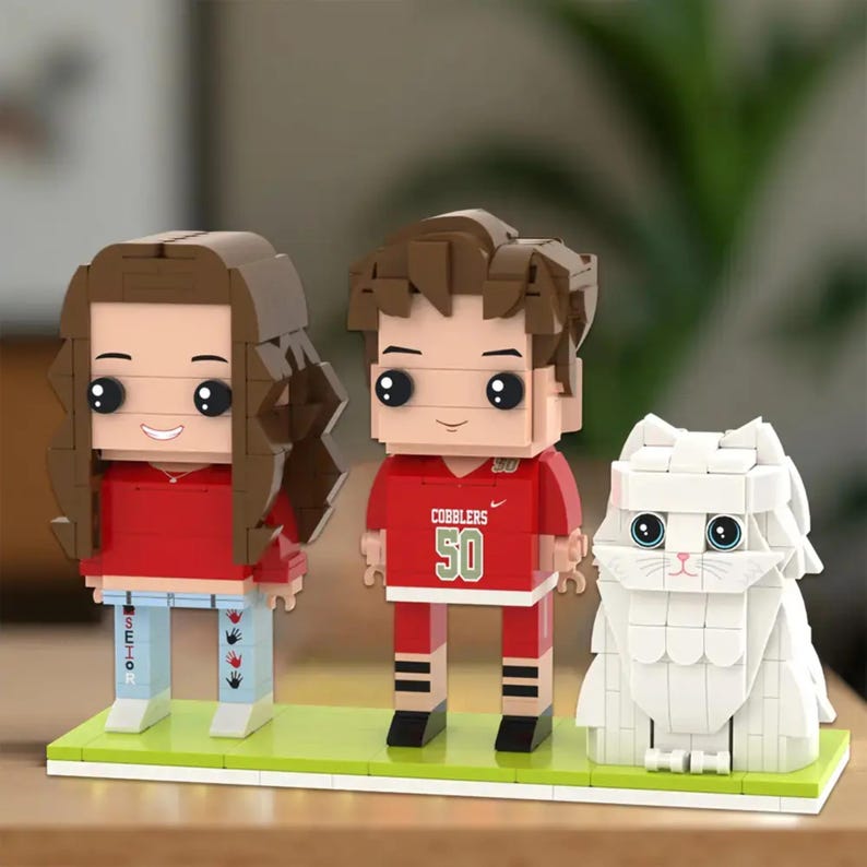 Custom Brick Mini Figures of You and Pets