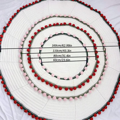 Personalized Crochet Rose Bouquet Blanket: Embroidered Name, Cotton Throw