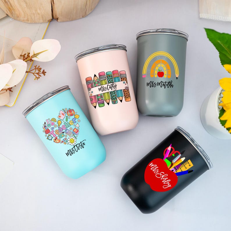 Personalised Teacher Tumbler with Name, Custom Wine Cup