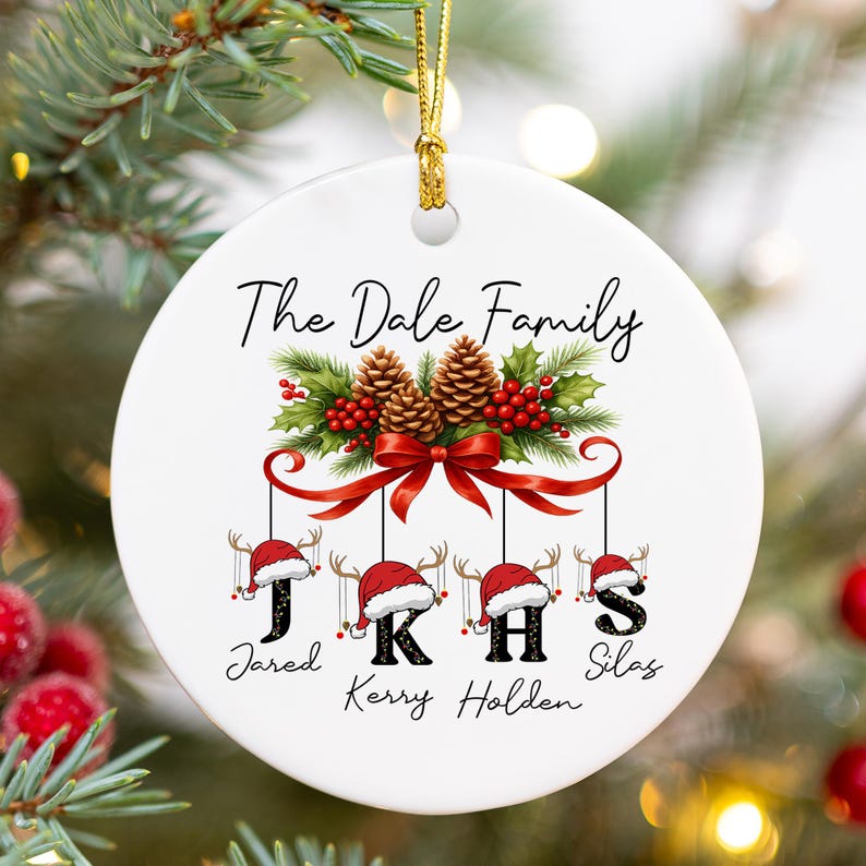 Custom Family Christmas Ornament, Personalized Name Ornament