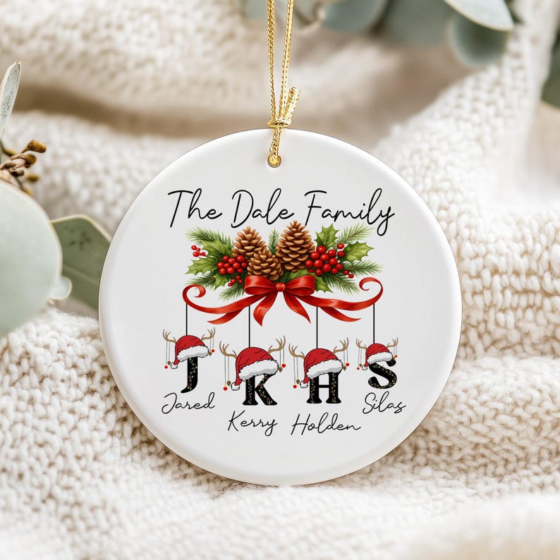 Custom Family Christmas Ornament, Personalized Name Ornament