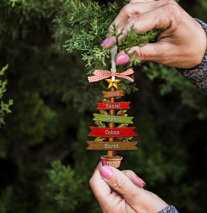 Family Christmas Ornament 2025 Personalized, Christmas Tree Family Name