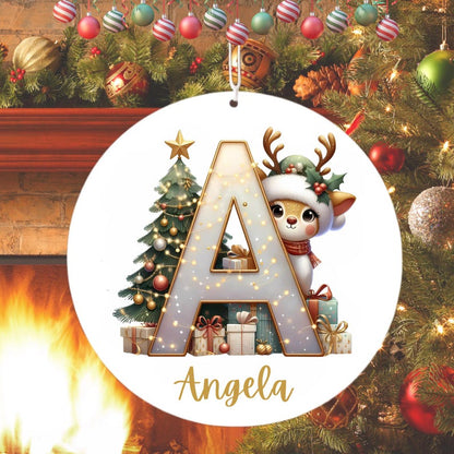 Custom Letter ornament, Christmas Letters Clipart, Christmas Reindeer