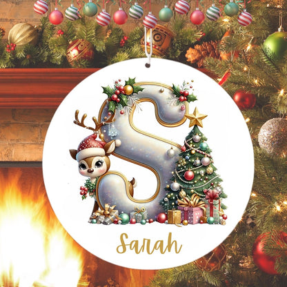 Custom Letter ornament, Christmas Letters Clipart, Christmas Reindeer