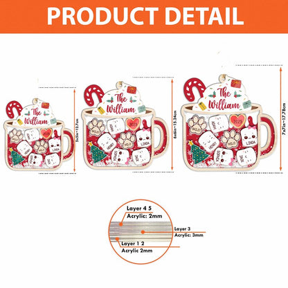 4D Shake Family Ornament With Pets, Custom Marshmallows Family Shaker Ornament