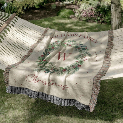Personalized Holiday Gift Christmas Blanket Family Name Throw Blanket