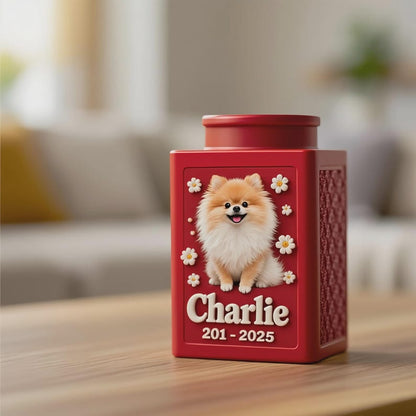 Personalized Metal Dog Urn for Ashes, Custom 3D Pet Portrait Memorial Urn