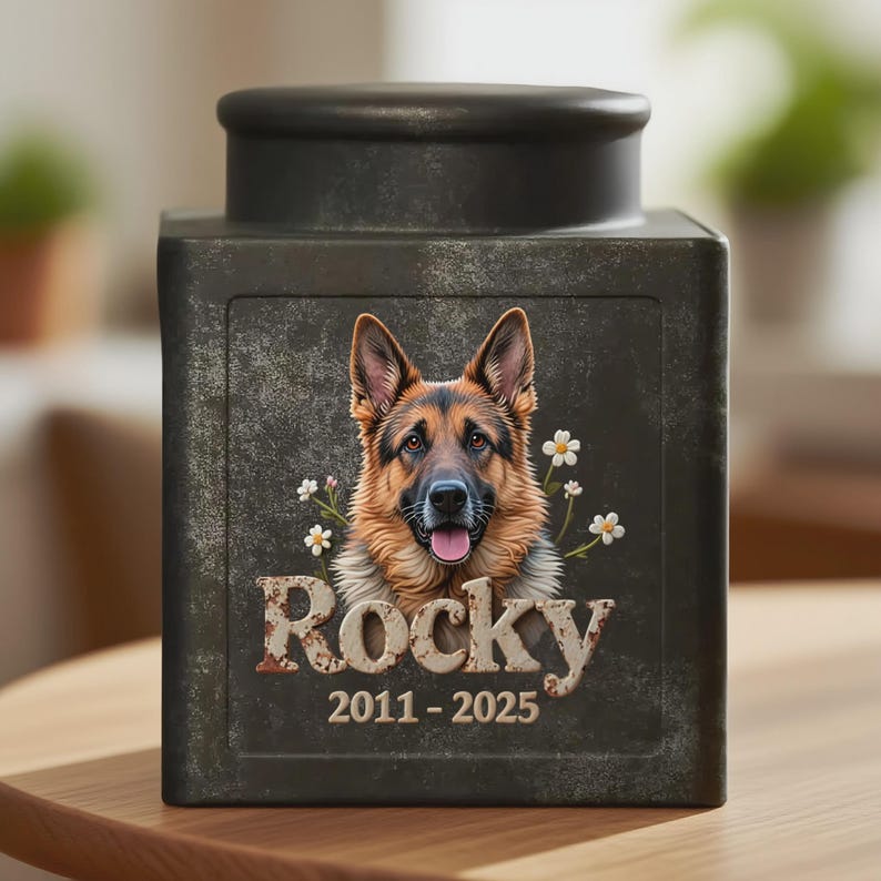 Personalized Metal Dog Urn for Ashes, Custom 3D Pet Portrait Memorial Urn