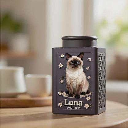 Personalized Metal Dog Urn for Ashes, Custom 3D Pet Portrait Memorial Urn