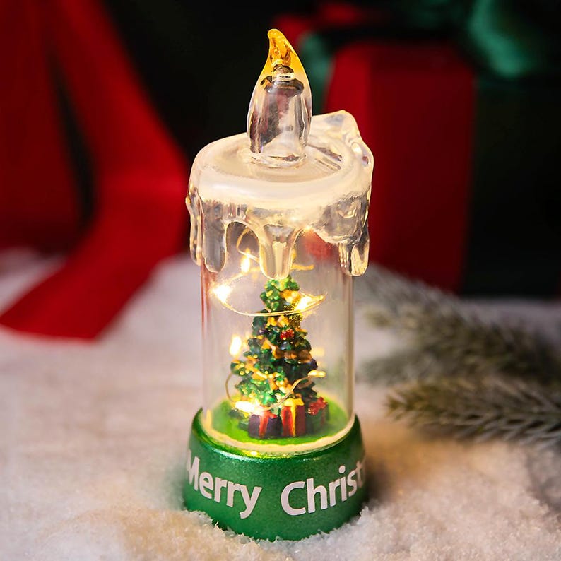 Personalized Snowman and Santa LED Flameless Candles - Customize with Wording