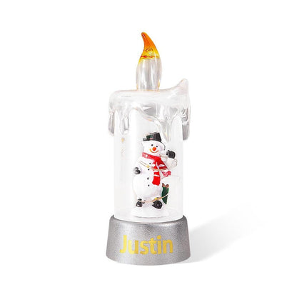 Personalized Snowman and Santa LED Flameless Candles - Customize with Wording
