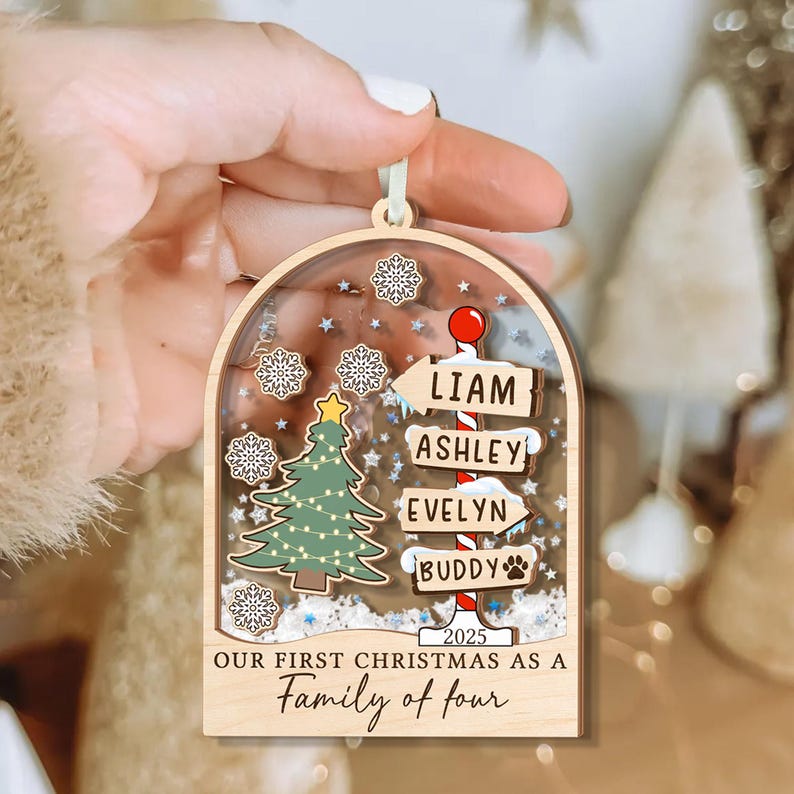 Personalized Family Christmas Ornament: Acrylic Shaker Ornament