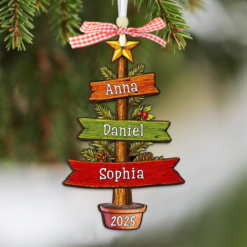 Family Christmas Ornament 2025 Personalized, Christmas Tree Family Name