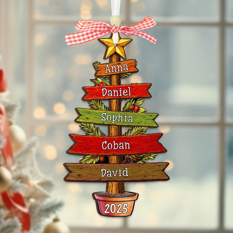 Family Christmas Ornament 2025 Personalized, Christmas Tree Family Name