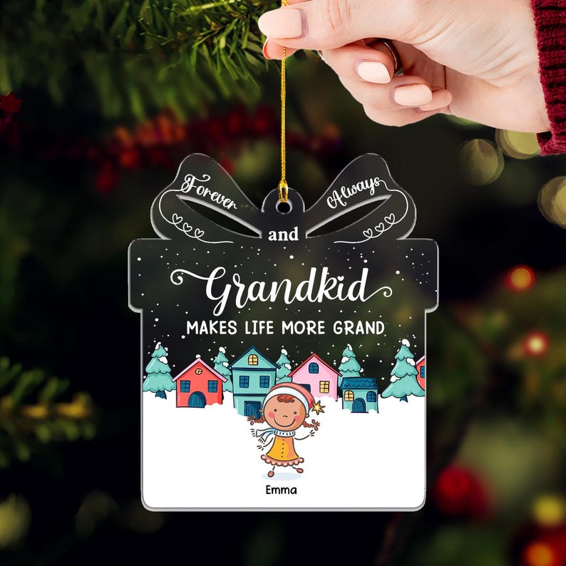 Personalized Grandkids Make Life More Grand Acrylic Ornament