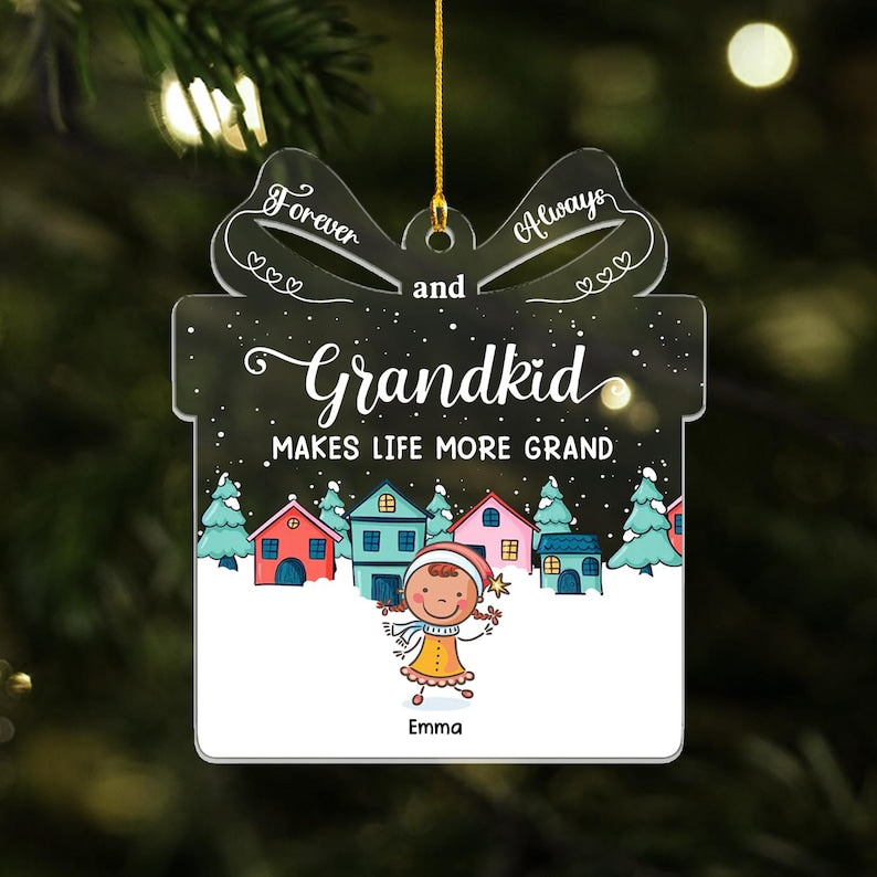 Personalized Grandkids Make Life More Grand Acrylic Ornament