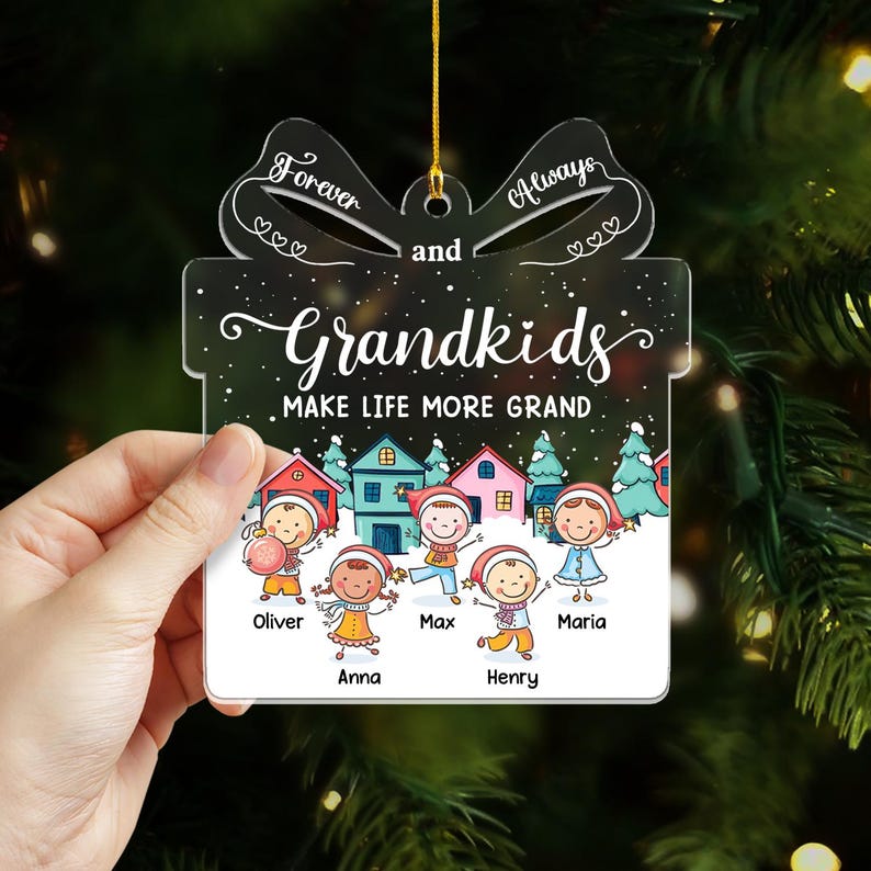 Personalized Grandkids Make Life More Grand Acrylic Ornament