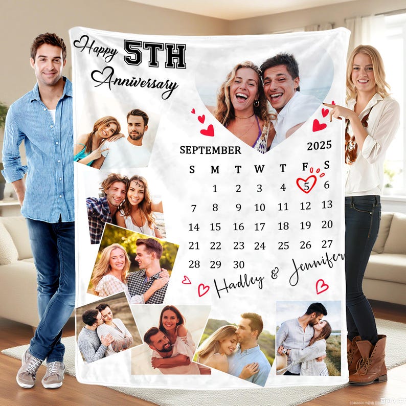 Personalized Photo Blanket for Anniversary,Custom Couples Blanket