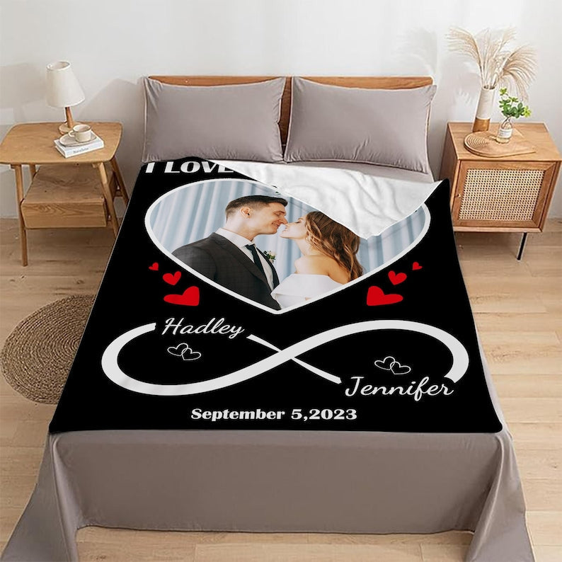 Personalized Photo Blanket for Anniversary,Custom Couples Blanket