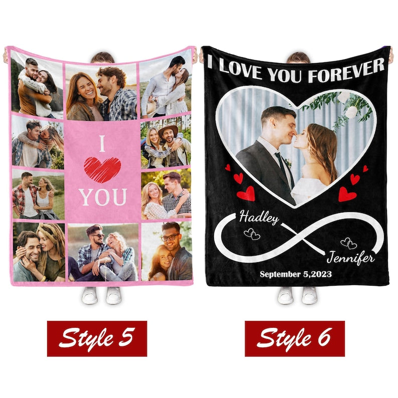 Personalized Photo Blanket for Anniversary,Custom Couples Blanket