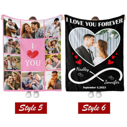 Personalized Photo Blanket for Anniversary,Custom Couples Blanket