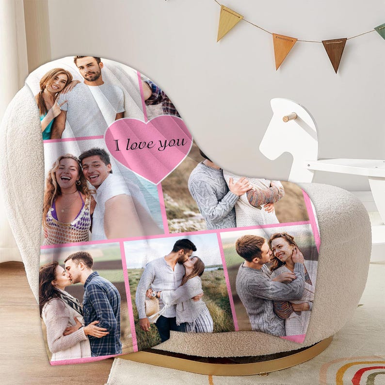 Personalized Photo Blanket for Anniversary,Custom Couples Blanket