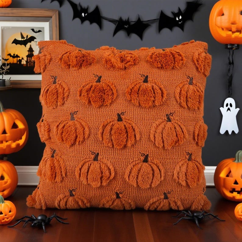 Cute Halloween Pillow Covers, Spooky Ghost Pumpkin Bat Pillow Covers
