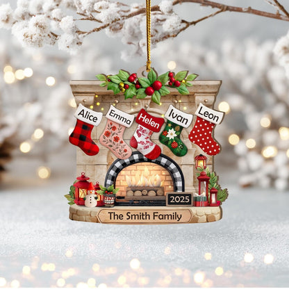 Custom Family Christmas Stockings Ornament, Fireplace Ornament,