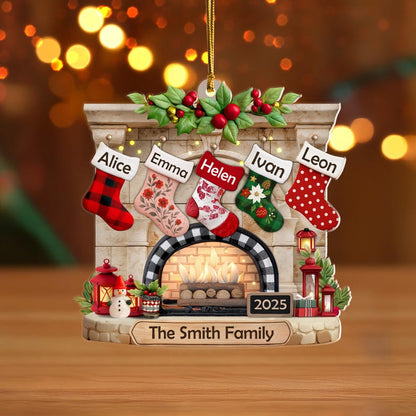 Custom Family Christmas Stockings Ornament, Fireplace Ornament,